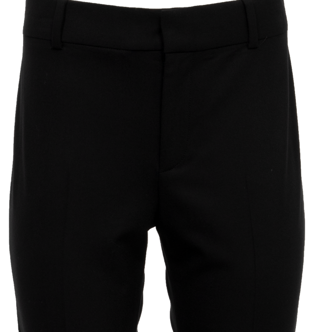 Image 4 of 4 - BLACK - NILI LOTAN LINO SKINNY PANT featuring flat front mid-rise skinny leg pant, zip closure at ankle, waistband, back darts, belt loops, zip fly and hook-and-bar closure. 95% virgin wool, 5% elastane.  