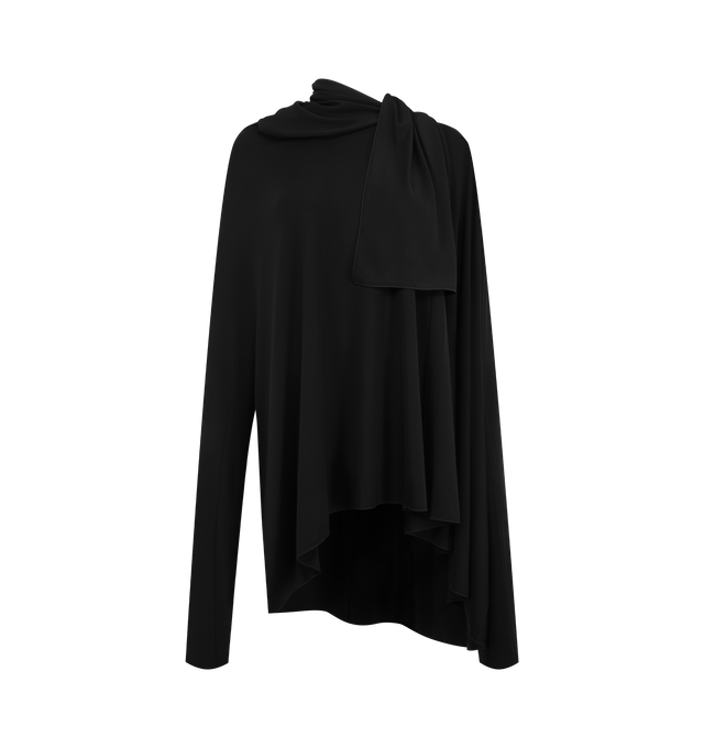 Image 1 of 2 - BLACK - Toteme Women's Draped Blouse is crafted from a lightweight stretch viscose blend and features an elegantly draped silhouette that creates soft movement and fluidity. Designed with clean, minimalist lines, this designer blouse combines effortless sophistication with Toteme's signature refined aesthetic, making it a versatile piece for both everyday and elevated styling. Main Material: 96% Viscose, 4% Elastane. 