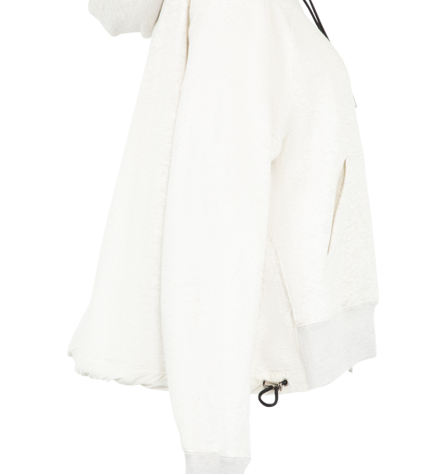 Image 3 of 3 - WHITE - Sacai Womens Cotton Jersey Hoodie is crafted from soft cotton jersey. Features an adjustable drawstring hood, drawstring hem, long sleeves, ribbed cuffs, and a relaxed fit. Main Material: 100% Cotton. Made in Japan. 