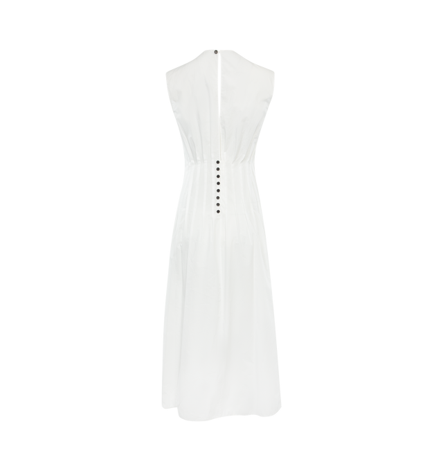 Image 2 of 2 - WHITE - KHAITE Wes Dress featuring washed cotton poplin, sleeveless, pintuck detailing at the waist and contrast buttons at back, with grosgrain guard. 100% cotton. 