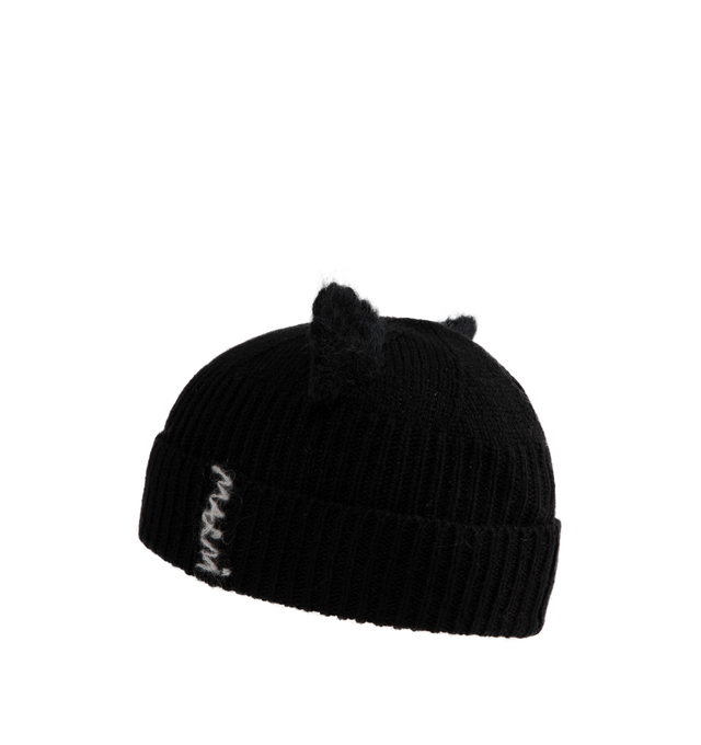 Image 2 of 2 - BLACK - MARNI Kitten Ears Beanie featuring knitted construction, kitten ears detail and ribbed turn-up hem. 100% wool. 