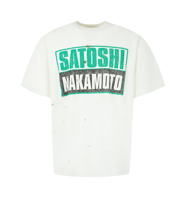 Image 1 of 2 - WHITE - Satoshi Nakamoto Men's Minute Man Press T-Shirt is crafted from cotton and features a classic crew neckline, short sleeves, and graphics for a contemporary look. This designer graphic T-shirt combines soft everyday comfort with premium craftsmanship, making it an effortless wardrobe staple. Main Material: 100% Cotton. 