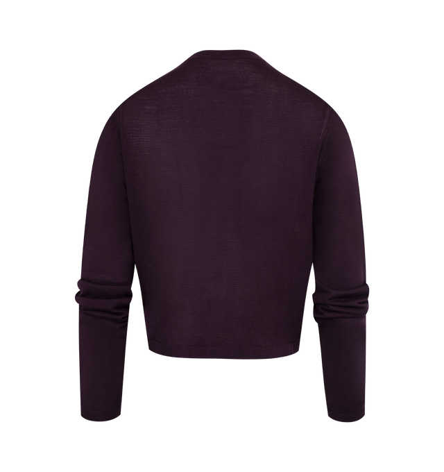 Image 2 of 2 - PURPLE - KHAITE Brieta Cardigan featuring fine Merino wool, crewneck and six tortoiseshell buttons. 93% wool, 2% polyamide, 1% polyurethane. 