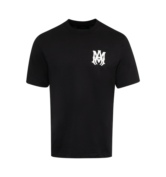 Image 1 of 2 - BLACK - AMIRI MA T-Shirt featuring rib knit crewneck and logo printed at chest and back. 100% cotton. Made in Italy. 