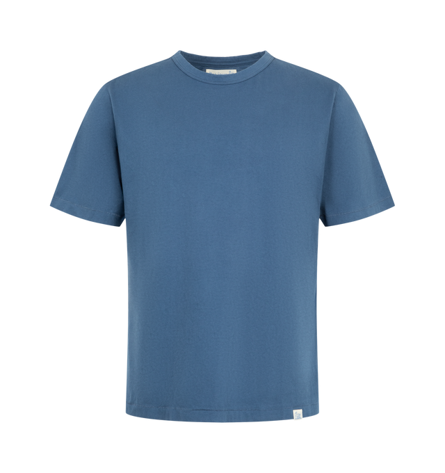 Image 1 of 2 - BLUE - Merz b. Schwanen Men's Pima Cotton T-Shirt is crafted from premium Pima cotton and features a relaxed-fit silhouette designed for breathable comfort and everyday wear. Main Material: Cotton.  