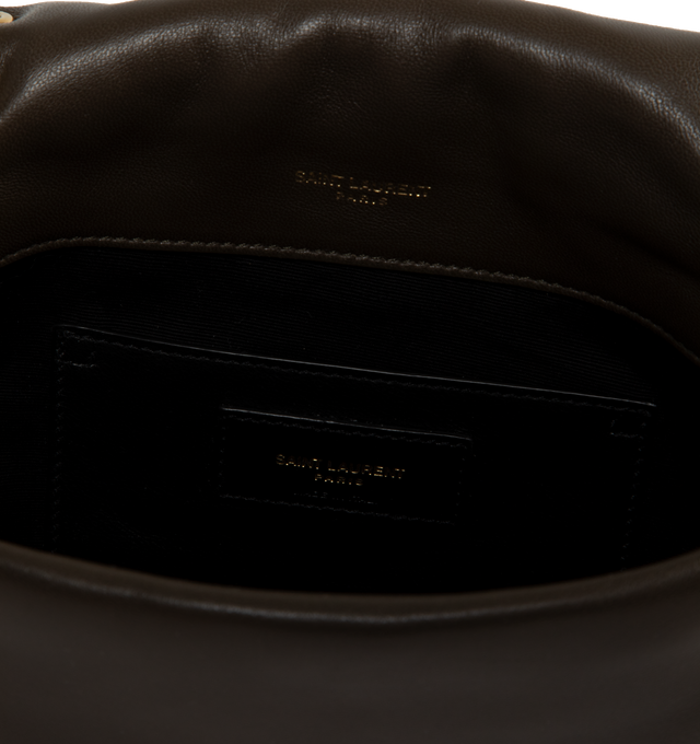 Image 3 of 3 - BROWN - SAINT LAURENT Jamie 4.3 Mini Chain Bag featuring magnetic snap closure, one flat pocket, quilted overstitching and sliding leather and chain strap. 7.9" X 4.7" X 2.8". 100% lambskin. 