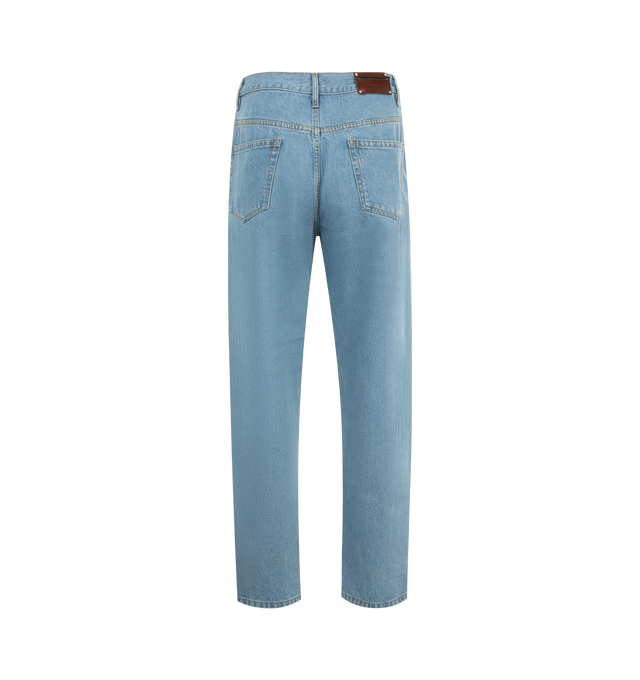 Image 2 of 3 - BLUE - Dries Van Noten Pine Pants are a 5-pocket style with a hidden front closure and a wide-leg silhouette. 100% cotton. Made in Italy.  