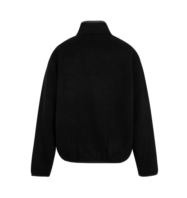 Image 2 of 3 - BLACK - The Row Men's Maury Sweater is crafted from soft cotton fleece and features a long-sleeve pullover silhouette with a high-neck collar and front henley placket with snap closure. Designed for comfort and versatility, this sweater is finished with an elasticated hem and side-seam pockets. Main Material: Cotton Fleece. 