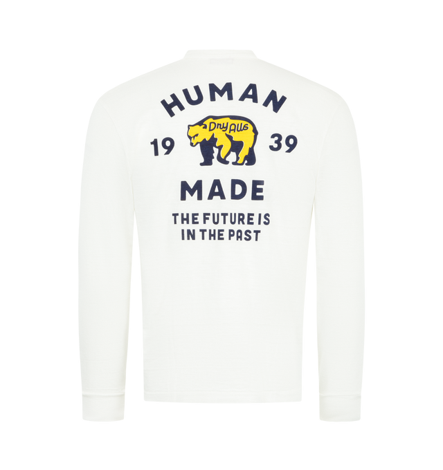 Image 2 of 2 - WHITE - HUMAN MADE Graphic L/S T-Shirt #2 featuring standard long sleeve T-shirt, Heart logo patch on the left chest, an animal graphic on the back and crewneck. 100% cotton. 