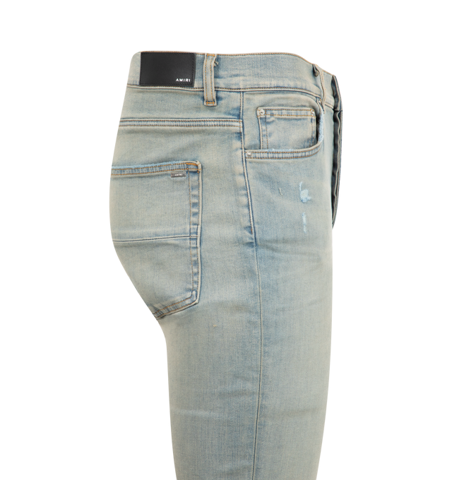 Image 3 of 3 - BLUE - AMIRI Stack Jeans are a 5-pocket style with a button fly. Cotton and elastane. Made in USA. 