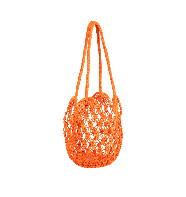 Image 2 of 3 - ORANGE - SAINT LAURENT Crochet Hobo Bag featuring a strap for shoulder carry, open weave and bronze-tone hardware. Acetate, acrylic, brass. Made in Italy. 