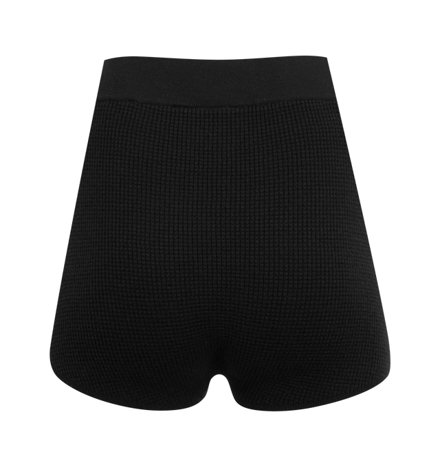 Image 2 of 3 - BLACK - FEAR OF GOD ESSENTIALS Shorts featuing rib-knit texture, elasticated waistband, straight hem, logo label. 88% polyester, 12% nylon. 