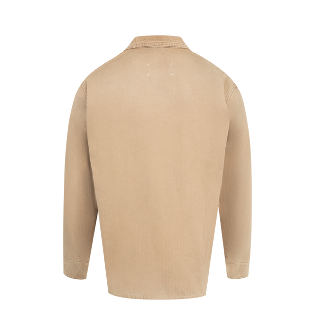 Image 2 of 3 - BROWN - MAISON MARGIELA Sports Jacket featuring four patch pockets on front, button closure, collar and four stitches at the back. Made in Italy. 