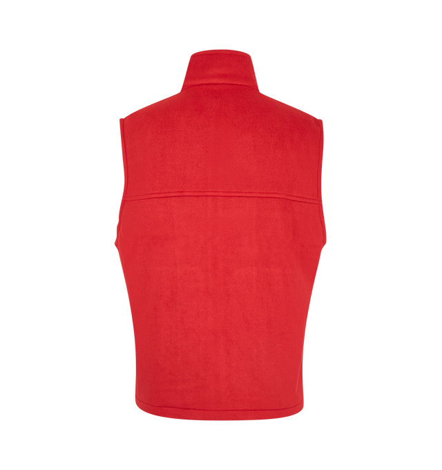 Image 2 of 2 - RED - Auralee Men's Pure Silk Comfort Fleece Vest is crafted from 100% silk fleece spun entirely from fine-count silk yarns and features a relaxed-fit silhouette designed for versatile layering. Finished with a specialized brushing process that creates a rich, bundled surface texture, this elevated vest offers exceptional softness, generous volume, and the natural luster and color clarity unique to silk. Main Material: 100% Silk. 