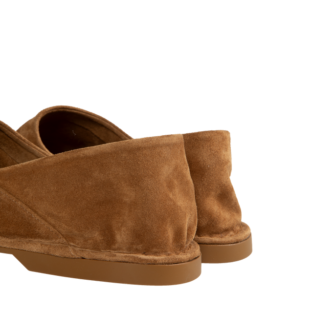 Image 3 of 4 - BROWN - LOEWE Folio Slipper featuring a lightweight deconstructed upper, flexible tonal rubber sole and signature round asymmetrical toe shape. Padded insole and rubber outsole. Calf Suede. Made in Italy.  