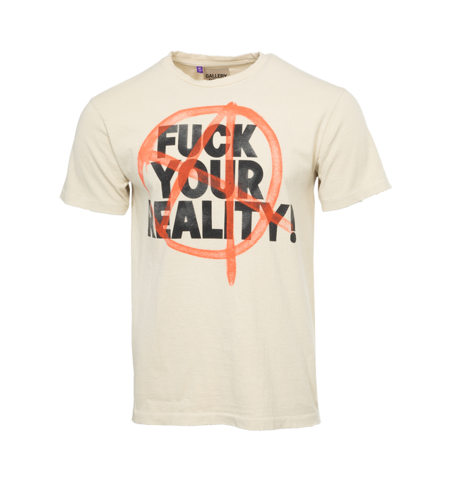 Image 1 of 4 - WHITE - GALLERY DEPT. Fuck Your Reality Tee featuring boxy fit, crew neckline, short sleeves, straight hem and screen-printed branding. 100% cotton. 