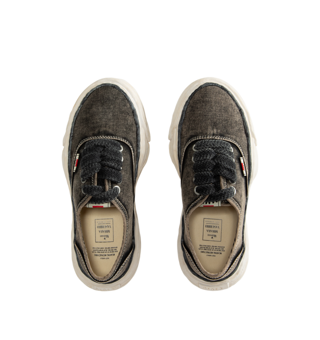 Image 5 of 5 - BLACK - Maison Mihara Yasuhiro Baker 26 Bleached Canvas Low-Top Sneakers are crafted from a bleached cotton and feature the brand's signature sculpted OG sole, originally molded in clay by the designer. Main Material: Upper: 100% Cotton Canvas. Sole: Rubber. 
