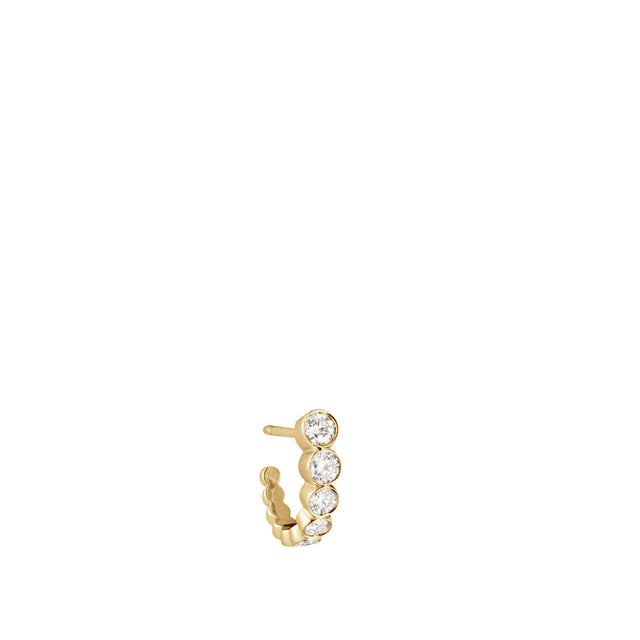 GOLD - SOPHIE BILLE BRAHE 18K Gold Petite Boucle Earrings featuring semi-hoop, set with round diamonds, post-back closure and sold individually. 18K Yellow gold / Diamond 0.47 carat.