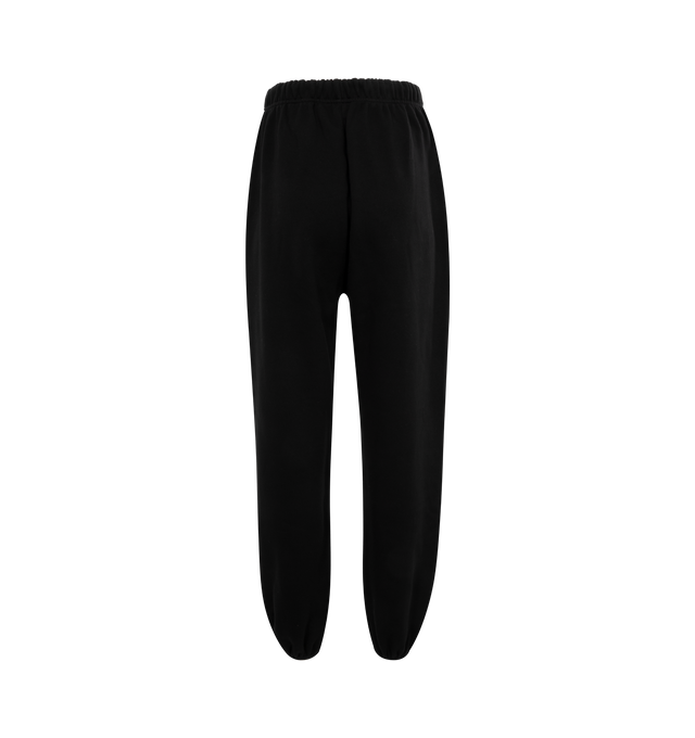 Image 2 of 3 - BLACK - Fear of God  Essentials womens sweatpant made in core fleece with a shorter inseam and a feminine silhouette.Featuring a soft touch logo on the leg, rubberized label at the center front, encased elastic waistband with elongated drawstrings with rubberized tips, side seam pockets and a new elastic ankle hem finished in a stretch binding. 80% cotton, 20% polyester brushed back fleece. 