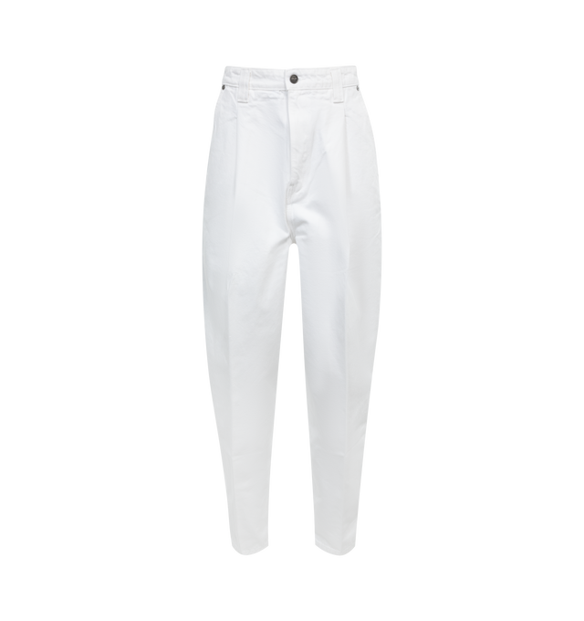 Image 1 of 3 - WHITE - KHAITE Ashford Jean featuring tapered fit, reverse pleats, high-waisted, zip button closure and 4 pockets. 100% cotton. 