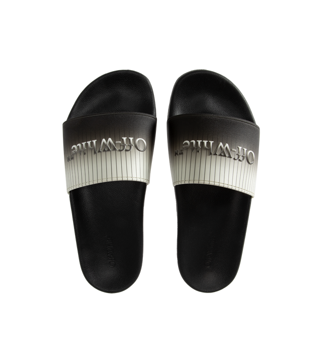 Image 4 of 4 - BLACK - OFF-WHITE Bookish Sandals featuring open toe, logo-embossed strap at vamp, logo printed at molded footbed and treaded rubber sole. Leather. Sole: rubber. Made in Italy. 