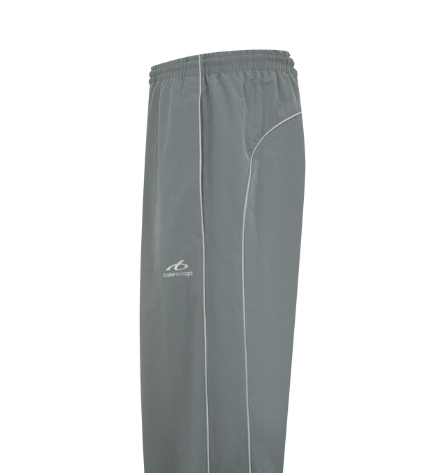 Image 3 of 3 - GREY - BALENCIAGA Tracksuit Pants featuring mid-waist, elasticated waistband, reflective piping, 2 slash pockets and logo on leg. Made in Italy. 