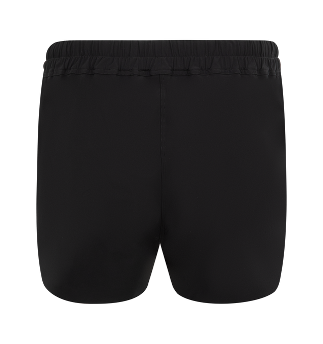 Image 2 of 3 - BLACK - RICK OWENS Boxer Swim Shorts featuring nylon poplin swim shorts, drawstring at elasticized waistband and vented side seams. 79% nylon, 21% elastane. Made in Italy. 
