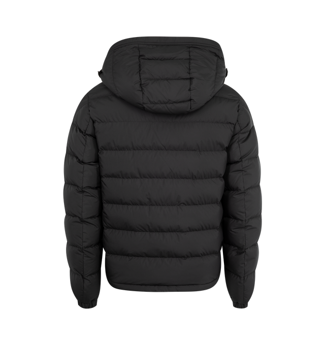 Image 2 of 3 - BLACK - MONCLER Laveraet Hooded Short Down Jacket featuring polyester lining, down-filled, adjustable hood with logo strap, zipper closure, zipped pockets and hem with drawstring fastening. 100% polyester. Padding: 90% down, 10% feather. Made in Armenia. 
