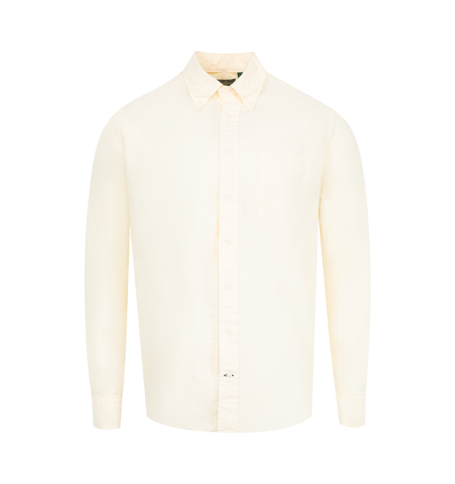 Image 1 of 2 - YELLOW - GITMAN BROS Shirt featuring barrel cuffs, v-stitch chest pocket, split yoke, rear collar button, lined placket, locker loop and rear center box pleat. 100% cotton. Made in the USA. 