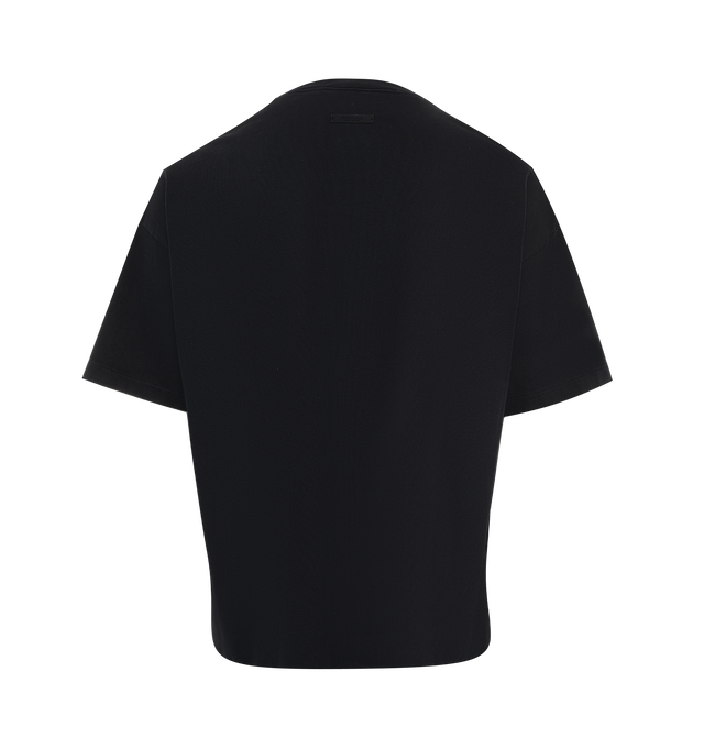 Image 2 of 2 - BLACK - Fear of God University University Heavyweight T-Shirt has a crew neck, dropped shoulders, a brand graphic, a rib knit collar, and a rubberized brand label. 100% cotton.  