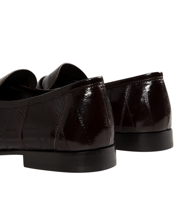 Image 3 of 4 - BROWN - THE ROW Soft Loafer featuring artisanally-crafted loafer in paneled eelskin leather with natural pleating effect and hand-painted leather sole. 0.79 in. heel. 100% eelskin leather. Made in Italy. 