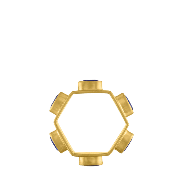 Image 3 of 3 - GOLD - PROUNIS Hexagonal Sapphire Ruin Ring featuring Sapphire and 22K gold. 7mm wide. Hirshleifers offers a range of pieces from this collection in-store. For personal consultation and detailed information about jewelry, please contact our dedicated stylist team at personalshopping@hirshleifers.com. This item may be restricted for online purchase to international clients. For assistance purchasing this item please contact our dedicated stylist team at personalshopping@hirshleifers.com. 