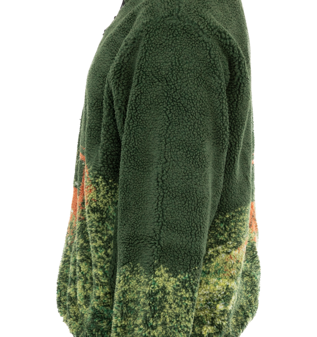 Image 3 of 3 - GREEN - Market Forgotten High Pile Fleece Half-Zip Pullover featuring half-zip closure, stand collar, long sleeves, lined. 100% polyester. 