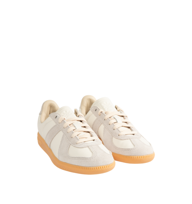 Image 2 of 5 - NEUTRAL - Adidas Mens BW Army Shoes are crafted from leather with premium suede overlays. Features a regular fit, lace-up closure, leather sockliner, rubber outsole, and adidas logo detailing on the tongue, sockliner, and tooling. Upper: Leather with Suede Overlays; Sockliner: Leather; Outsole: Rubber. Made in Vietnam. 