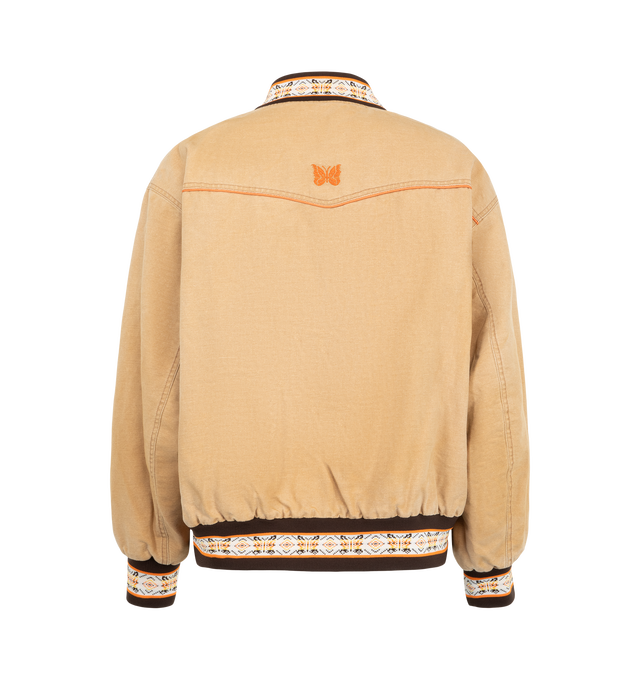 Image 2 of 3 - NEUTRAL - Needles Men's Loose B.B. Jacket is crafted from sulfur-dyed duck canvas and features a relaxed, oversized silhouette inspired by classic sportswear and workwear styles. Main Material: 100% Cotton. Made in Japan. 