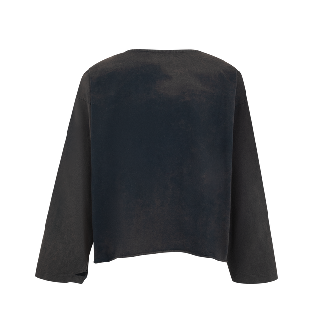 Image 2 of 2 - BLACK - Second/Layer Men's Skull Crush Thrasher Long Sleeve T-Shirt is crafted from heavyweight Italian jersey and features a cropped, baggy-fit silhouette, long sleeves, and hand-distressed detailing throughout. Designed to be worn as a standalone statement piece or layered as a base layer, this Italian-made style combines a worn-in aesthetic with premium jersey construction. Main Material: Heavyweight Italian Jersey. Fit: Cropped, Baggy. Made in Italy. 