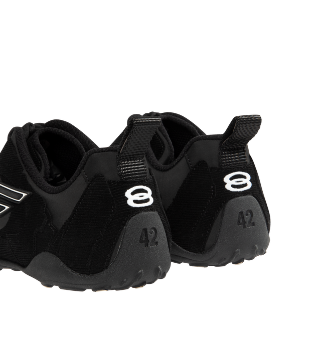 Image 3 of 5 - BLACK - BALENCIAGA Monday Ultra Sneaker featuring worn-out effect, Balenciaga logo embossed on the exterior, 3B sports icon artwork embroidered on the tongue, 3B sports icon artwork in rubber on each side, unity logo embroidered at the back of the heel, debossed size at the back of the heel and back pull-on tab. Upper: cotton, polyester. Sole: rubber. 