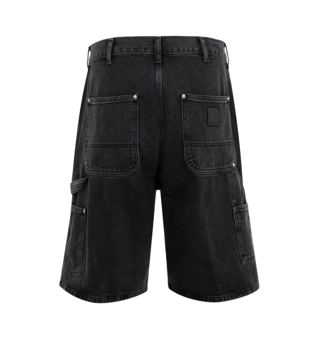 Image 2 of 3 - BLACK - Carhartt WIP Rivet Short is made from heavyweight cotton denim in a loose fit with a regular waist. Featuring zip fly, triple and bartack stitching, metal rivets at vital stress points, tool pockets, hammer loop and an artificial leather Square Label. 100% Cotton (organic).  