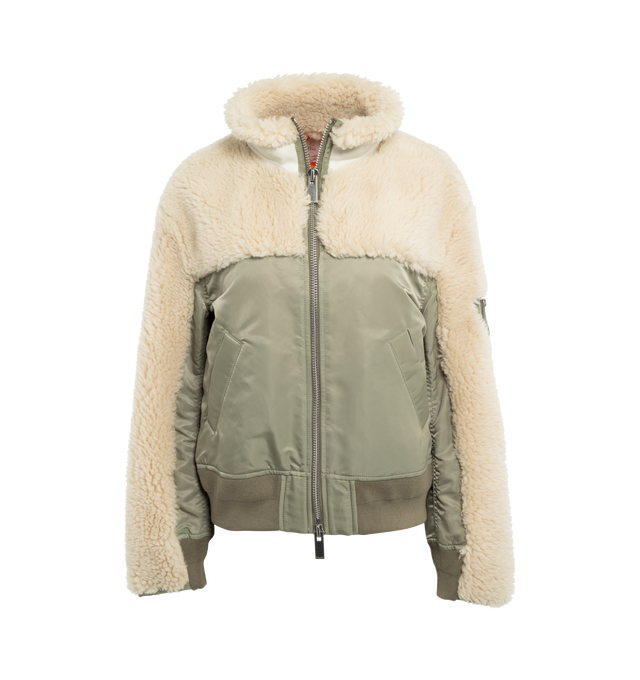 FAUX SHEARLING X NYLON TWILL MIX BLOUSON (WOMENS)