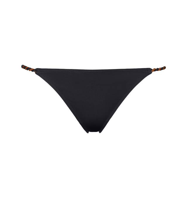 Image 1 of 5 - BLACK - ERES Salto Thin Bikini Briefs featuring thin bikini briefs and two-tone twisted links on the sides. 84% Polyamid, 16% Spandex. Made in Morocco. 