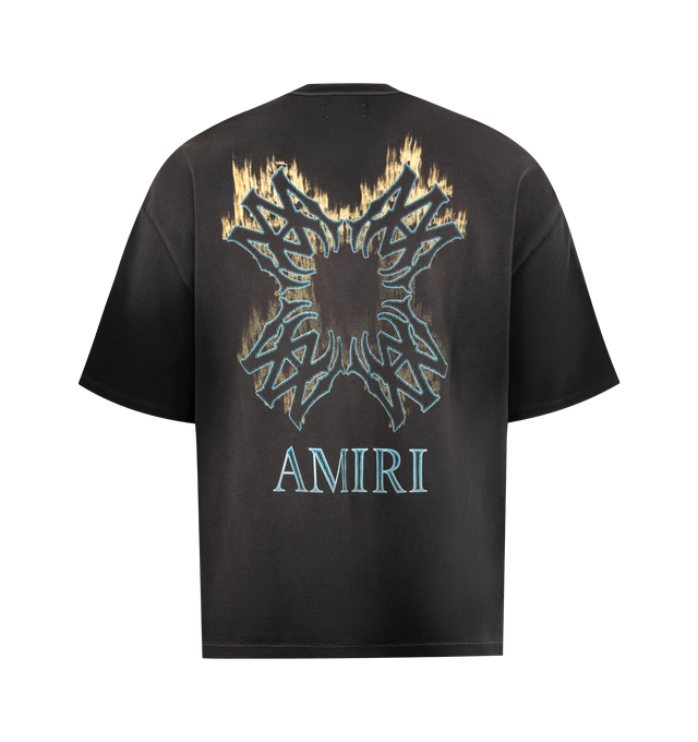 Image 2 of 2 - BLACK - AMIRI MA Quad Flames Oversized T-shirt featuring cotton jersey t-shirt, fading throughout, rib-knit crewneck, logo graphic printed at chest and back and dropped shoulders. 100% cotton. Made in Italy. 