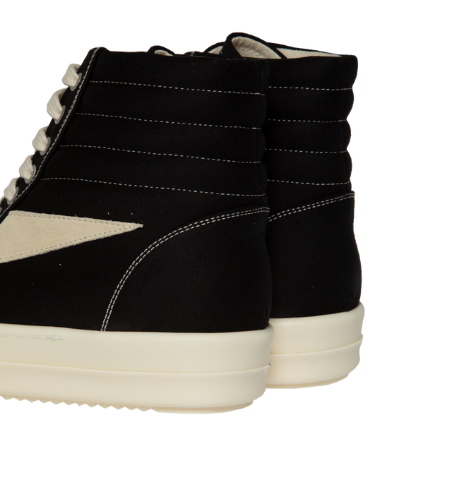 Image 3 of 5 - BLACK - DRKSHDW Vintage High Sneakers featuring lace-up closure, quilted padded collar, graphic calfskin suede appliqu at sides, twill lining, treaded thermoplastic rubber sole and contrast stitching in white. Organic cotton. Sole: thermoplastic rubber. Made in Italy. 