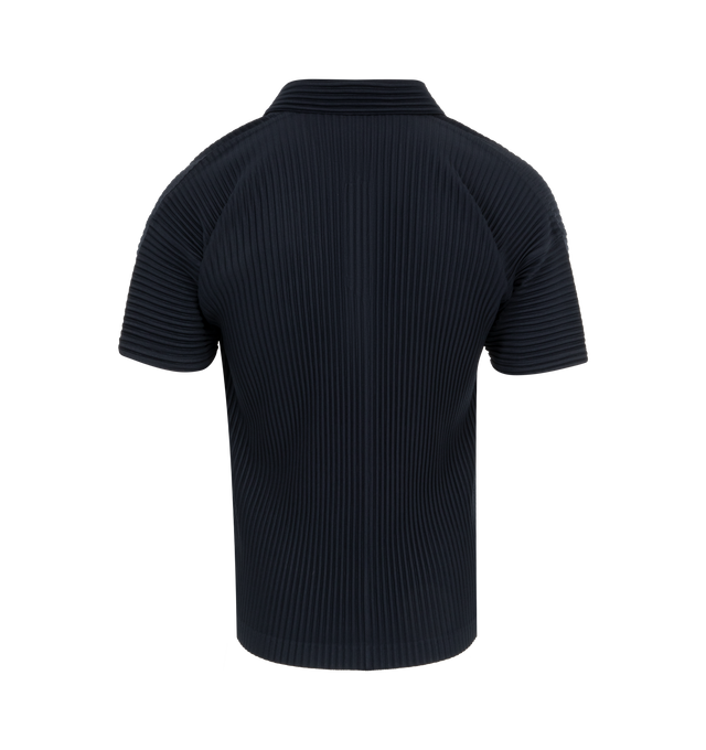 Image 2 of 2 - NAVY - Issey Miyake Basic T-Shirt has a round neck, short sleeves, full pleating, a plisseffect, and a straight hem. 100% polyester.  