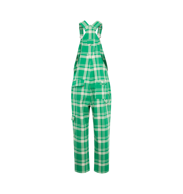 Image 2 of 2 - GREEN - Rosie's Overalls in Woven Cotton Plaid Overalls crafted from a substantial woven fabric for a durable feel in a charming Green Plaid. Featuring a relaxed fit with classic overall hardware, oversized pockets and a hammer loop.  Made in NYC. 