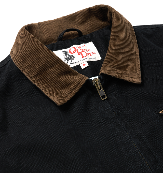 Image 4 of 5 - BLACK - ONE OF THESE DAYS Prairie Cotton Canvas Jacket featuring front zip closure, spread collar, adjustable snap cuffs, chest zip pocket, front welt pockets, adjustable snap side tabs and stretch lining. 100% cotton. 