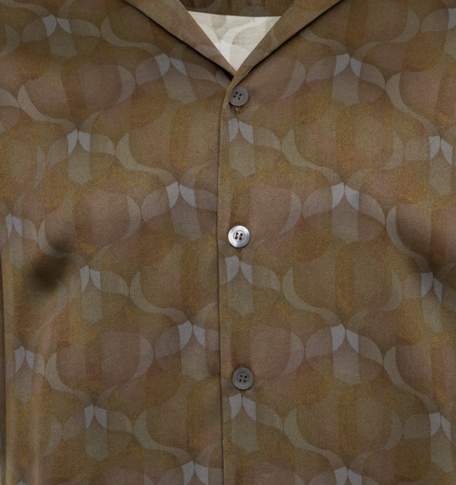 Image 3 of 3 - BROWN - DRIES VAN NOTEN Printed Shirt featuring camp collar, boxy fit, short sleeves, button front closure and print throughout. 100% viscose. 