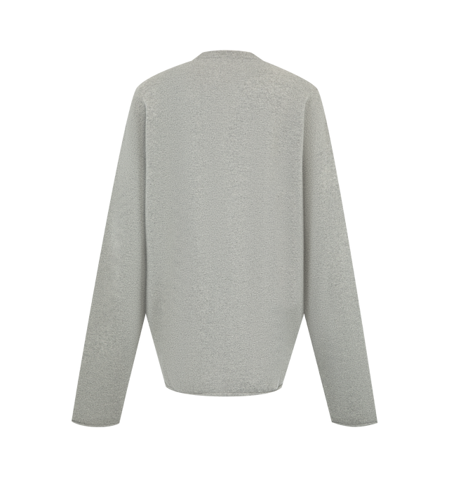 Image 2 of 2 - GREY - Extreme Cashmere Women's N493 Paolo Sweater is crafted from a luxurious cashmere blend and features a relaxed boxy silhouette with a classic crew neckline, extra-long sleeves, ribbed trim, and rolled-edge hem detailing. This designer cashmere sweater combines exceptional softness with modern, effortless styling, making it a versatile everyday wardrobe essential. Main Material: 88% Cashmere, 10% Nylon, 2% Elastane. 