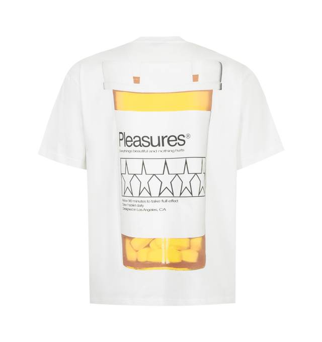 Image 2 of 2 - WHITE - PLEASURES Supplements Graphic T-Shirt featuring relaxed fit, crewneck, short sleeves and graphic on front. 100% cotton. 