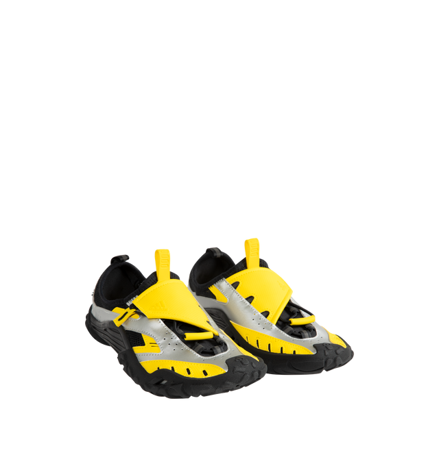 Image 2 of 5 - YELLOW - Adidas Men's PW Water Moc is crafted from textile and synthetic materials and features a streamlined slip-on silhouette with lace fastening. Designed with a regular fit, it is finished with a textile lining and insole, a durable synthetic outsole, and a water-inspired outdoor design. Main Material: Textile and Rubber. 
