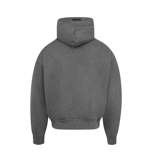 Image 2 of 3 - GREY - FEAR OF GOD ESSENTIALS Classic Hoodie featuring pull-on styling, attached hood, side seam pockets, front embossed logo and heavyweight knit fabric with fleece lining. 80% cotton, 20% polyester. 